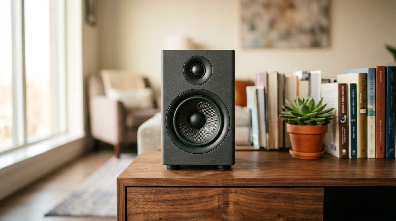 An image illustrating Small Spaces, Big Sound: The Compact Bookshelf Speaker Revolution